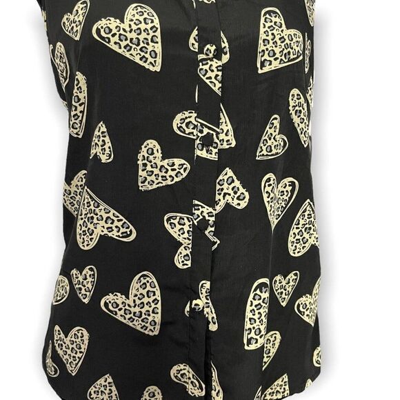 Kiss & Cry Button Up Shirt Blouse Women's XS Black Animal Print Lightweight Sexy - Picture 5 of 6
